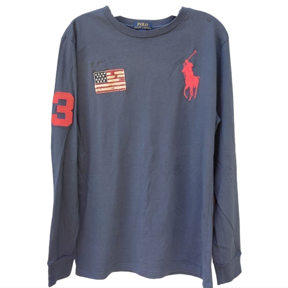 Vintage Polo Ralph Lauren Boys Long Sleeve Tee Shirt Size XL 18-20 Blue